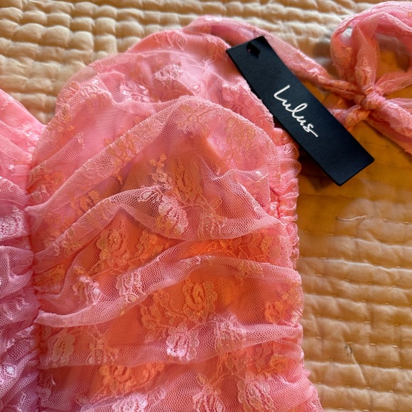 lulus - Floral Lace Ruched Bodycon Dress - Picture 5 of 6